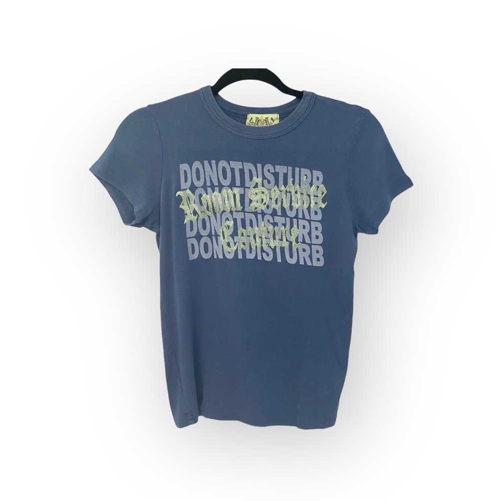 90’s: OG Juicy Couture ✌︎︎ Do Not Disturb Graphic Glitter Baby T Shirt ✌︎︎ Navy - Picture 13 of 16